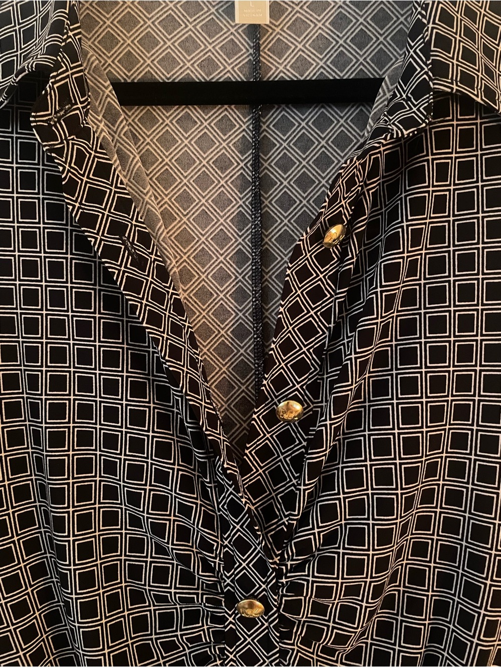 NWOT Michael Kors Shirt Dress Black and White with Gold Buttons - Picture 2 of 6